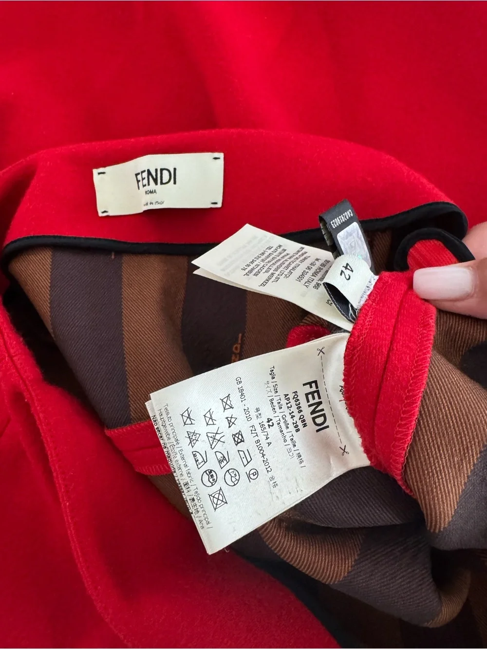 FENDI Red Skirt 100% Wool with Silk Lining